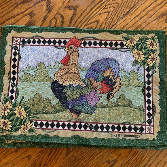 Beth Yarbrough 19" x 13" Woven Turkey Tapestry Placemats NWOT Set of 4 - Picture 5 of 7